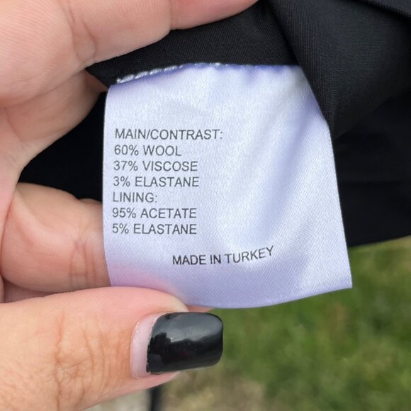 Karen Millen England Black Boned Wool Pencil Skirt SS10 Size 4 - Picture 5 of 8